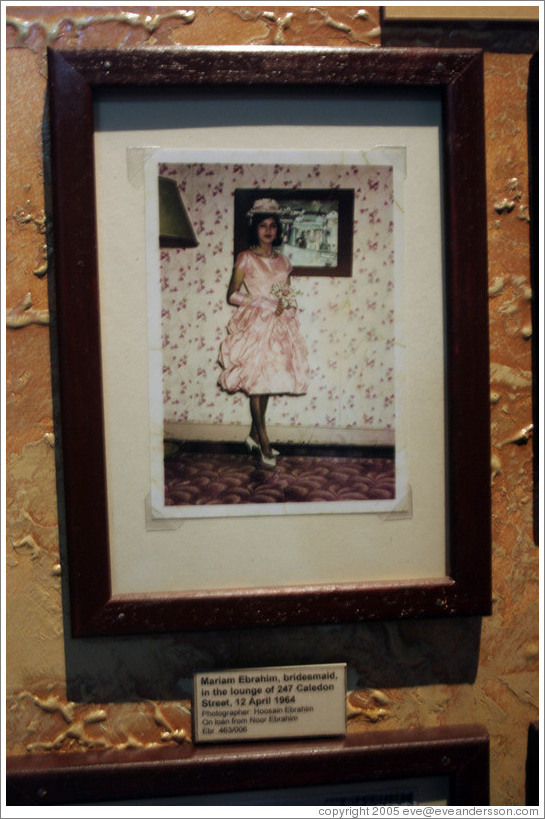 Photograph of Mariam Ebrahim, one of the people forcibly removed from her home and relocated to a township.  District Six Museum.