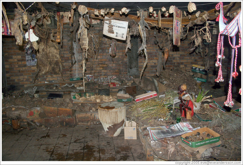 Storefront of Ndaba, a medicine man.  Langa township.