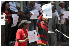 Workers protesting against labor conditions at Robben Island.