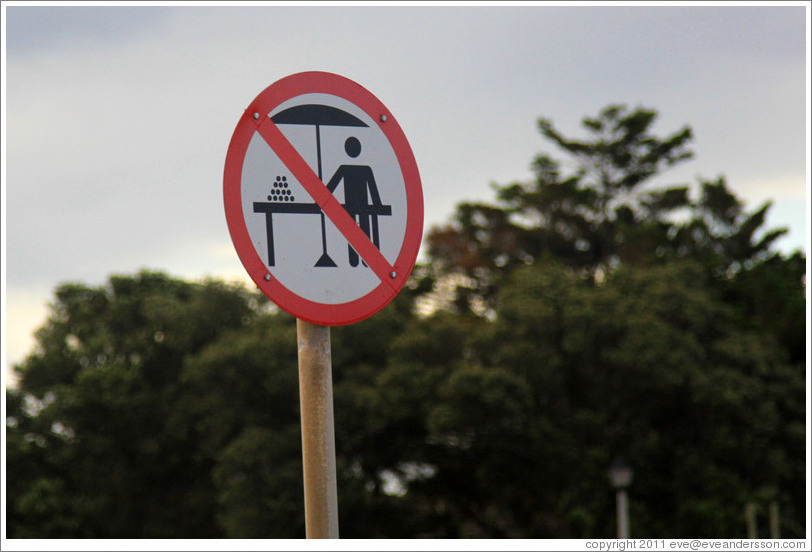 Sign banning street vending. M65 near the Ocean View township.