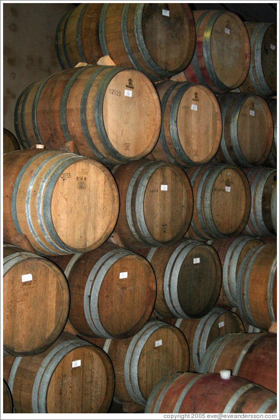 Oak barrels at the Anura winery, near Paarl.