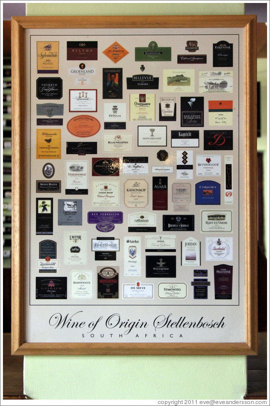 Poster of wine labels from the Stellenbosch region. (Photo ID 21282