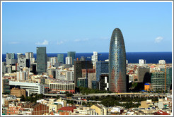 Barcelona, including the bullet-shaped Agbar tower, viewed from the Sagrada Familia.