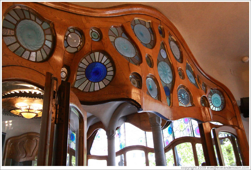 Door frame with stained glass insets.  Casa Batll