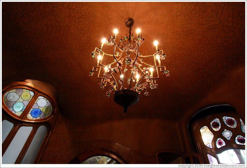 Stained glass interior windows.  Casa Batll