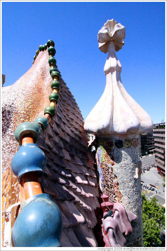 Lizard-like roof detail.  Casa Batll