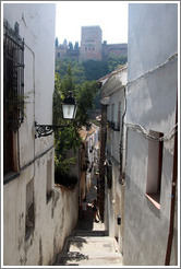 Calle del Candil, Albaic? with the Alhambra in the background.