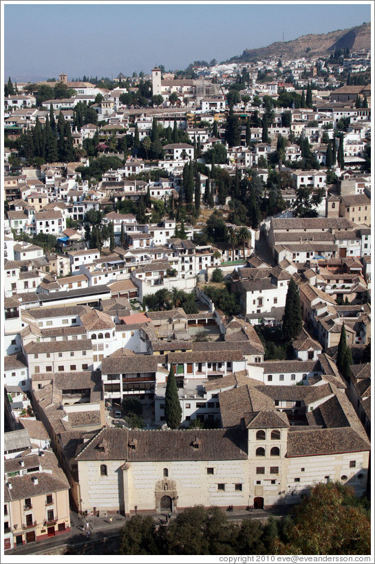 Albaic? as viewed from the Alhambra. The large building in the foreground is the Convento de Santa Catalina de Siena Zafra.