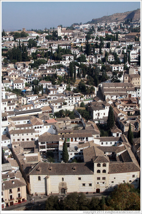 Albaic? as viewed from the Alhambra. The large building in the foreground is the Convento de Santa Catalina de Siena Zafra.