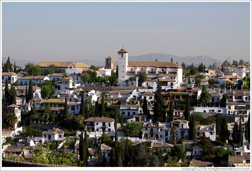 View of View of Albaic? including Mirador de San Nicol? from the Alhambra.