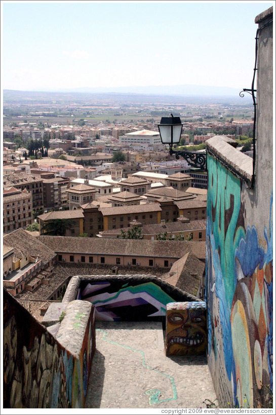 Staircase between Carretera De Murcia and Calle Veredillas de San Crist?, with a view of the city.  Albaic?