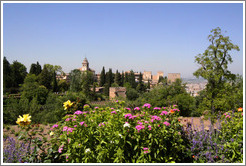Flowers and view of the Alhambra from Generalife.