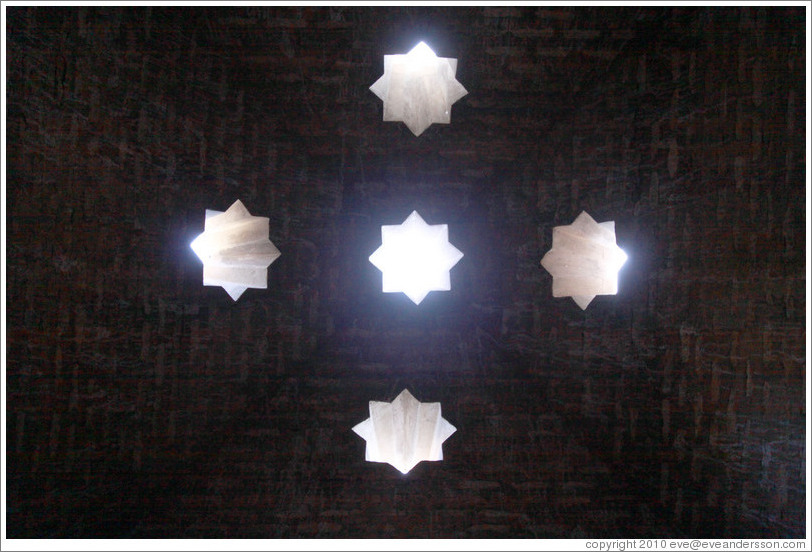 Star-shaped openings in the ceiling, mosque baths, Alhambra.