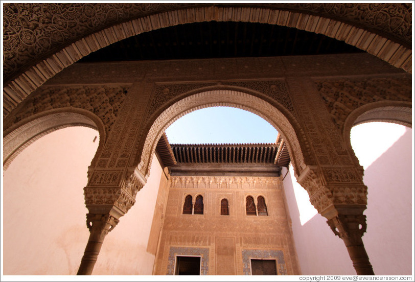 Arches leading to patio.  Nasrid Palace, Alhambra.