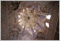 Star-shaped ceiling with a honeycomb pattern. Hall of the Abencerrajes, Nasrid Palace, Alhambra.