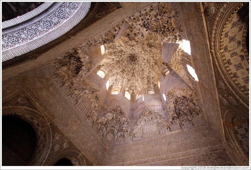 Star-shaped ceiling with a honeycomb pattern. Hall of the Abencerrajes, Nasrid Palace, Alhambra.