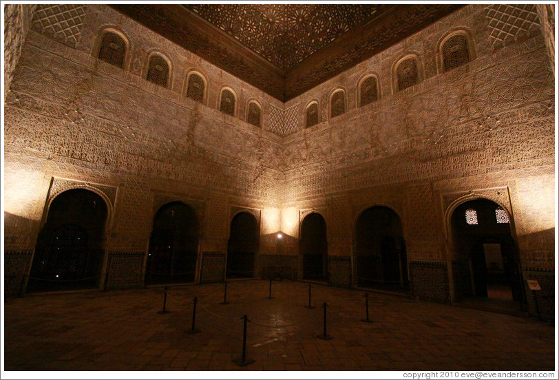 Comares Hall, Nasrid Palace, Alhambra at night.