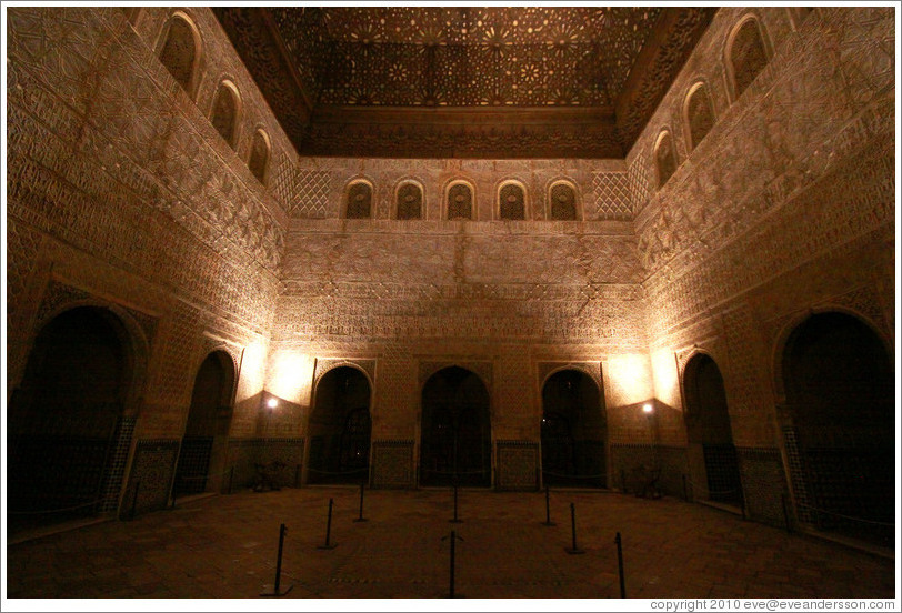 Comares Hall, Nasrid Palace, Alhambra at night.