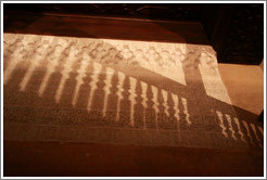 Shadow of a balcony railing at night, Mexuar, Nasrid Palace, Alhambra.