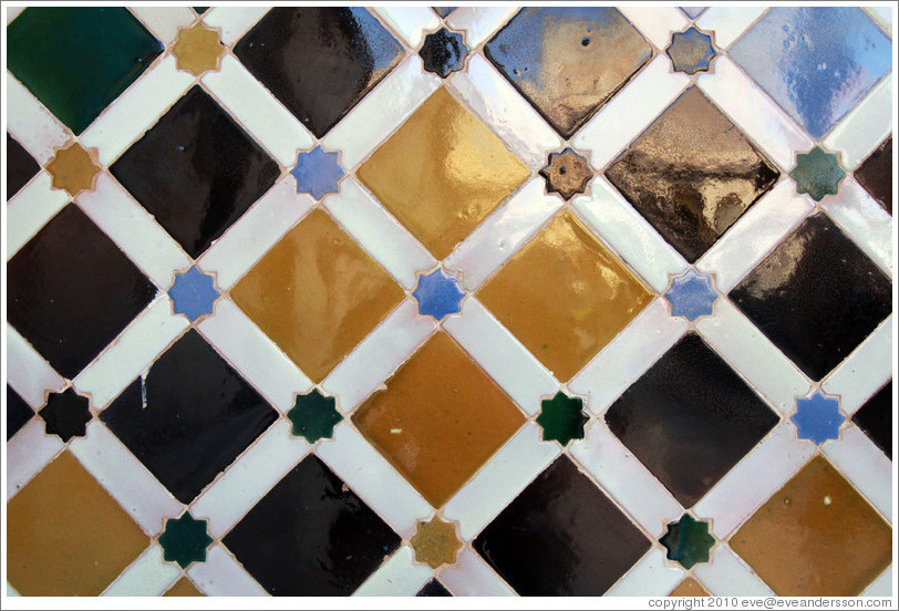 Wall mosaic, Patio de los Arrayanes, Nasrid Palace, Alhambra.
