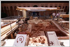 Patio de los Leones undergoing restoration, Nasrid Palace, Alhambra.