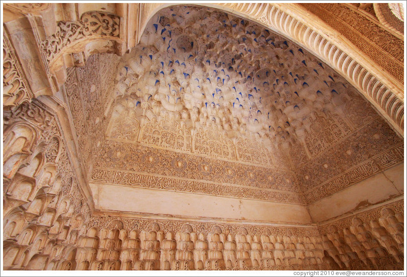 Muqarnas on the ceiling, Sala de la Barca, Nasrid Palace, Alhambra.