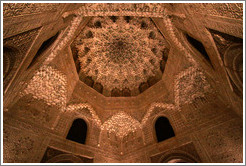 Hexagonal dome, Sala de las Dos Hermanas, Nasrid Palace, Alhambra at night.