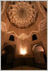 Hexagonal dome, Sala de las Dos Hermanas, Nasrid Palace, Alhambra at night.