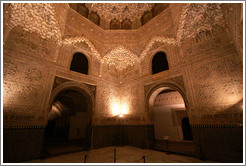 Hexagonal dome, Sala de las Dos Hermanas, Nasrid Palace, Alhambra at night.