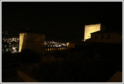 View from the Alhambra to the city of Granada at night.