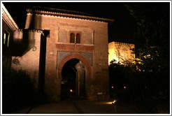 La Puerta del Vino (The Wine Gate),  Alhambra at night.