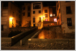 Puente de Cabrera, over the Darro River, at night.  City center.