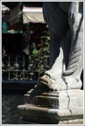 Detail from the 17th century Fuente de los Gigantes (Fountain of the Giants), perhaps a fish between a giant's feet. Plaza de Bib-Rambla, city center.