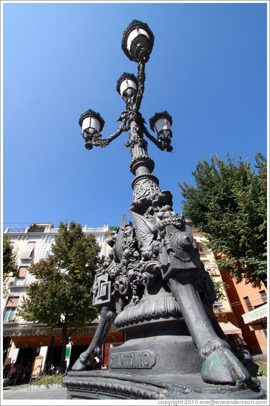 Lamppost detail: horse's hoof. Plaza de Bib-Rambla, city center.