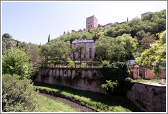 Darro River, with the Alhambra in the background.  City center.