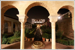 Patio de la Acequia (Court of the Water Channel) at night, Palacio de Generalife.