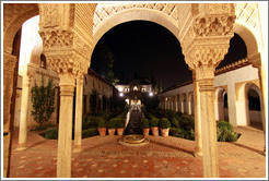 Patio de la Acequia (Court of the Water Channel) at night, Palacio de Generalife.