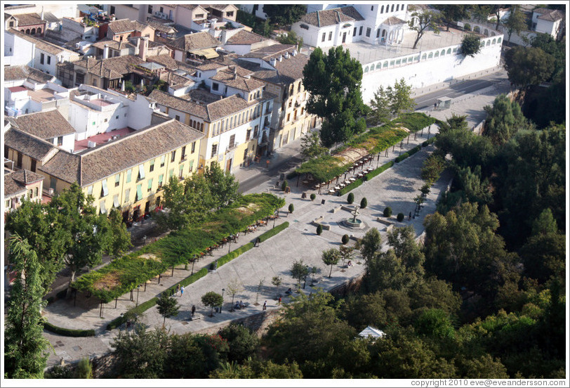 Paseo de los Tristes (Promenade of the Sad), viewed from the Alhambra.