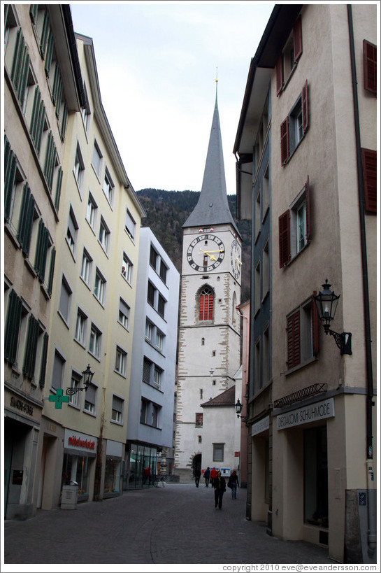 Obere Gasse, looking towards Martinskirche, Old Town, Chur.