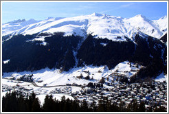 The town of Davos seen from the Jakobshornbahn gondola.