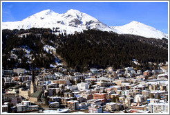 The town of Davos seen from the Jakobshornbahn gondola.