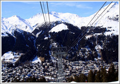 The town of Davos seen from the Jakobshornbahn gondola.