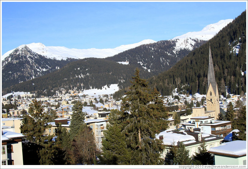 Davos, with mountains behind.