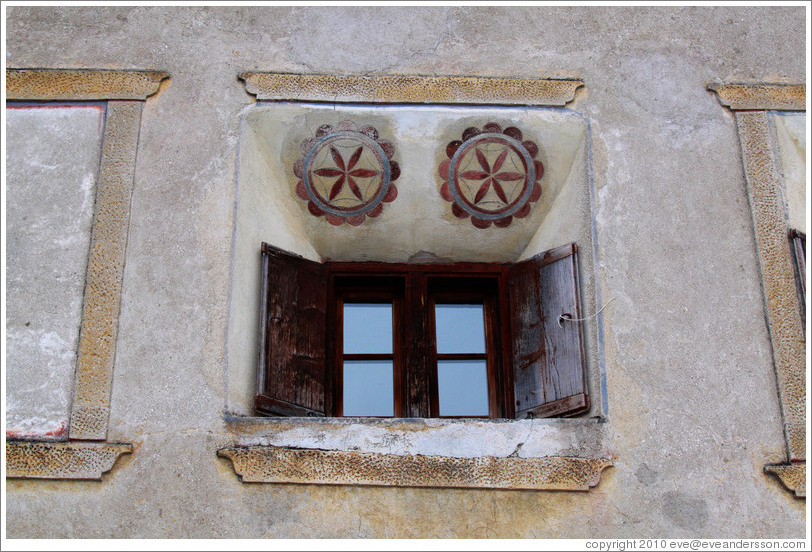 Window, with Romansh designs.