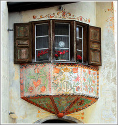 Window, with Romansh designs.