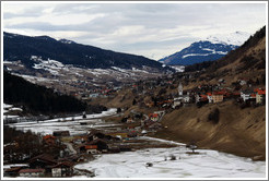 The village of Savognin, viewed from the Julier Pass.