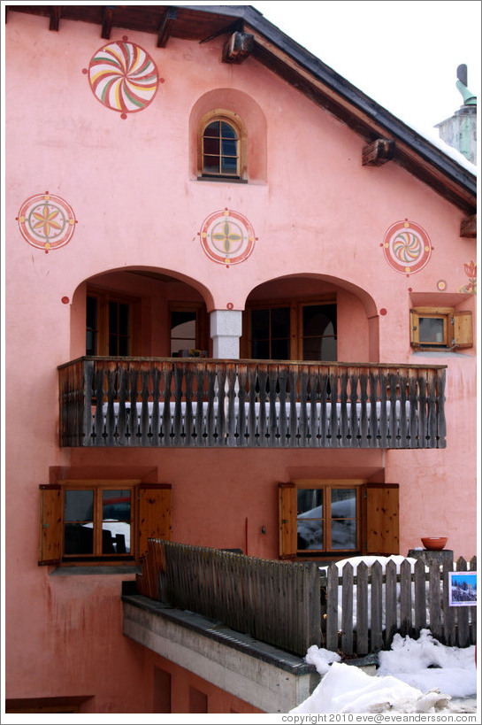 Romansh house, with typical patterns.  Zuoz.