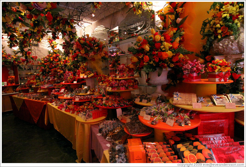 Teuscher chocolate shop on Bahnhofstrasse.  Altstadt (Old Town).