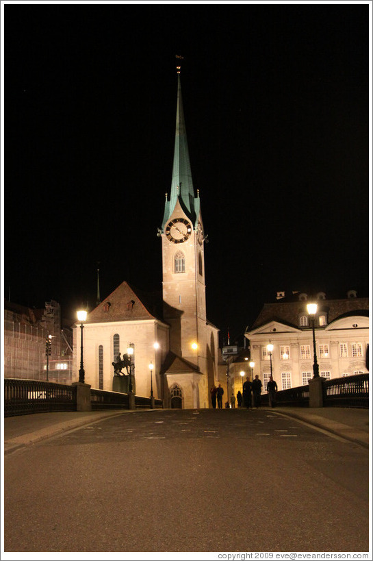 Fraum?nster (Minster of Our Lady church) at night.  Built in the 13th century.  Altstadt (Old Town).