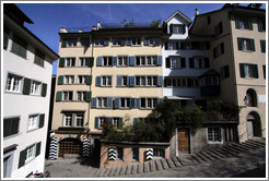 Houses on a hill with steps on Grossm?nsterplatz.  Altstadt (Old Town).
